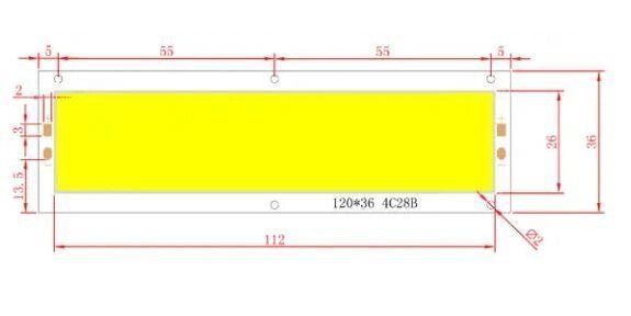 Сверхяркая светодиодная COB панель 120х36мм 12-16w 12v зеленый 510-530nm 1686978968 фото