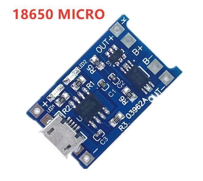 Модуль зарядного устройства для литиевой батареи с защитой (вход Micro USB) 5V 1A TP4056 1503242147 фото