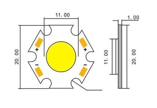 Сверхяркий светодиод COB на подложке d=20мм led 10w 30-32v белый холодный 1780030758 фото