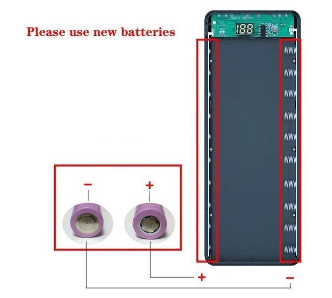 Корпус до повербанка DIY із контролером (Power Bank Case) на 10 акумуляторів типу 18650 1503450237 фото