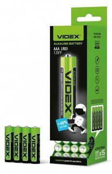 Батарейка щелочная (Alkaline) AAA VIDEX LR03 (4шт.) 1537421514 фото