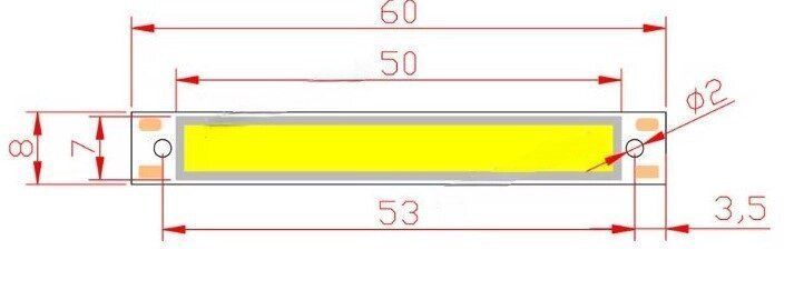 Яскрава світлодіодна COB панель 60х8мм 3W 3-3,7v синій 455нм 1675550223 фото