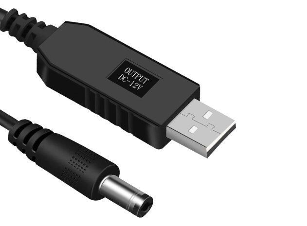 Кабель для питания роутера от повербанка с преобразователем 5V на 12V, DC 2.1x5.5mm, USB 1м 1639940154 фото