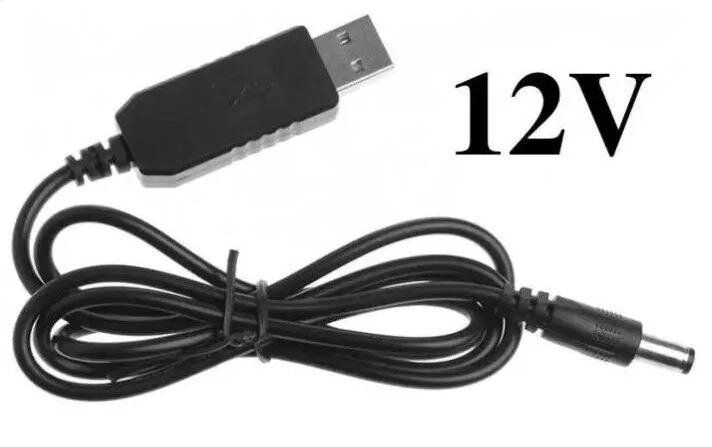 Кабель для питания роутера от повербанка с преобразователем 5V на 12V, DC 2.1x5.5mm, USB 1м 1639940154 фото
