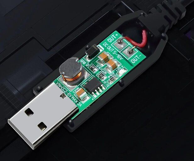 Кабель для питания роутера от повербанка с преобразователем 5V на 9V, DC 2.1x5.5mm, USB 1м 1642296125 фото
