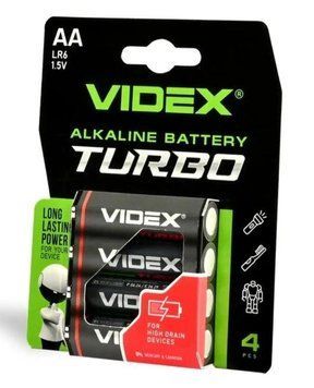 Батарейка щелочная (Alkaline) AA VIDEX Turbo LR6 (4шт.) 1680091541 фото