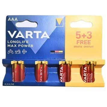 Батарейка Alkaline Varta Longlife Max Power AAA (8шт.) 1680350202 фото