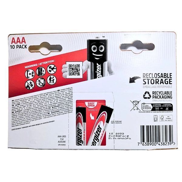 Батарейка Energizer MAX Alkaline AAA (10шт.) 1680350222 фото