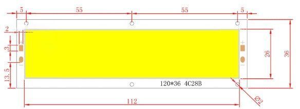 Надяскрава світлодіодна COB панель 120х36мм 12-16w 12v теплий білий 2800-3000K 1623652644 фото