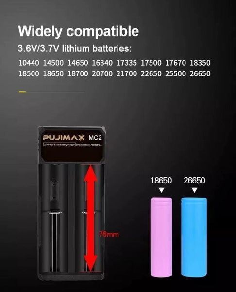 Зарядний пристрій із виходом USB для Li-ion акумуляторних батарей 2 слоти Pujimax 1770467029 фото