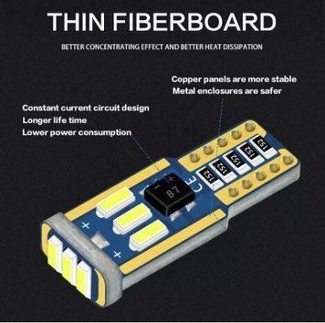 Яркий светодиод типа T10 W5W белый 12v 1.5 Вт 4014-9 без полярности 1682524494 фото