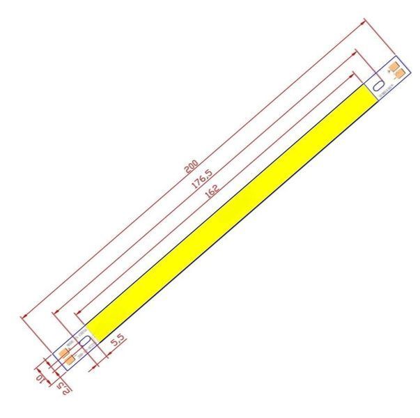 Сверхяркая светодиодная COB панель 200х10мм 10w 12v нейтральный белый 4500K 1649184533 фото